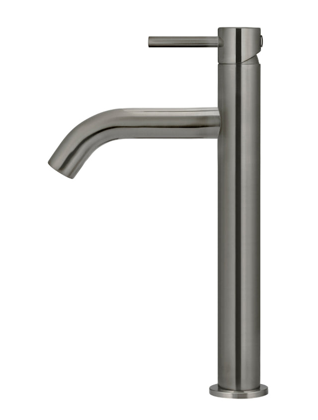 Piccola Tall Basin Mixer Tap with 130mm Spout - Shadow Gunmetal (SKU: MB03XL.01-PVDGM) by Meir