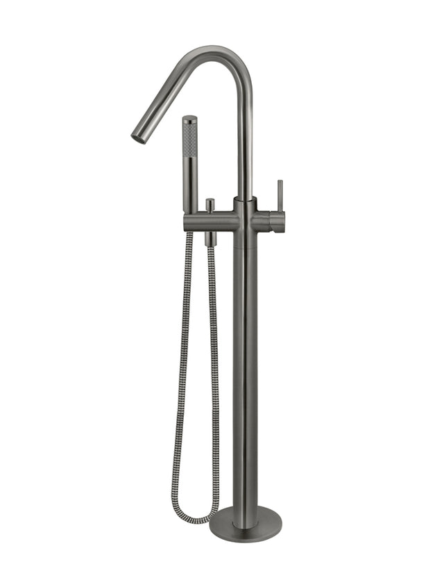 Round Freestanding Bath Spout and Hand Shower - Shadow Gunmetal (SKU: MB09-PVDGM) by Meir