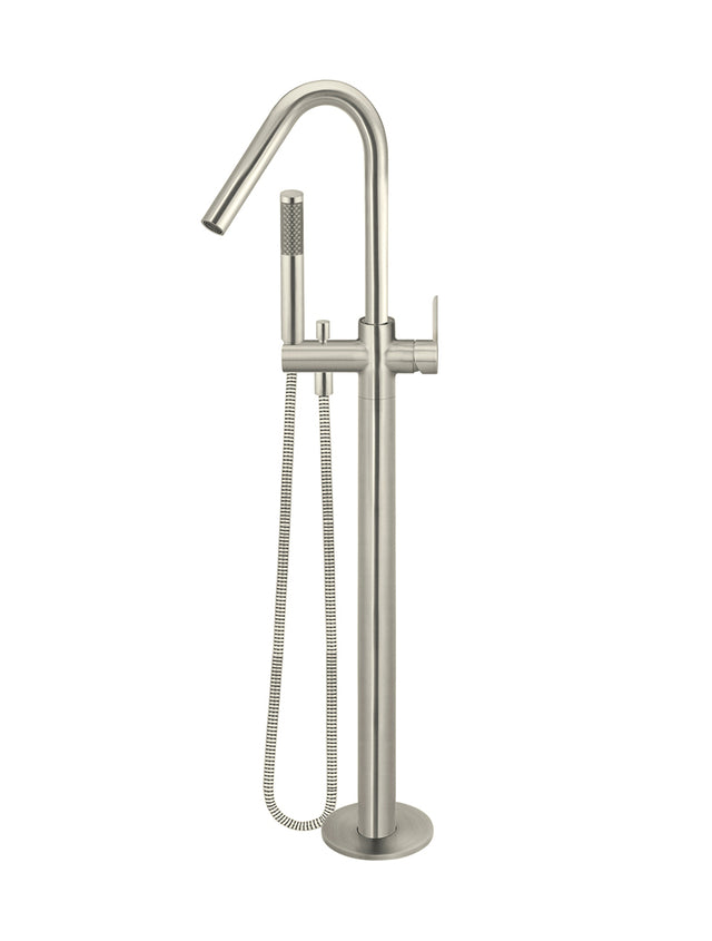 Round Paddle Freestanding Bath Spout and Hand Shower - PVD Brushed Nickel (SKU: MB09PD-PVDBN) by Meir
