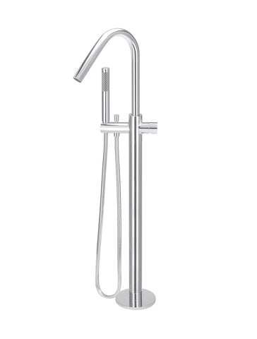 Round Pinless Freestanding Bath Spout and Hand Shower - Polished Chrome