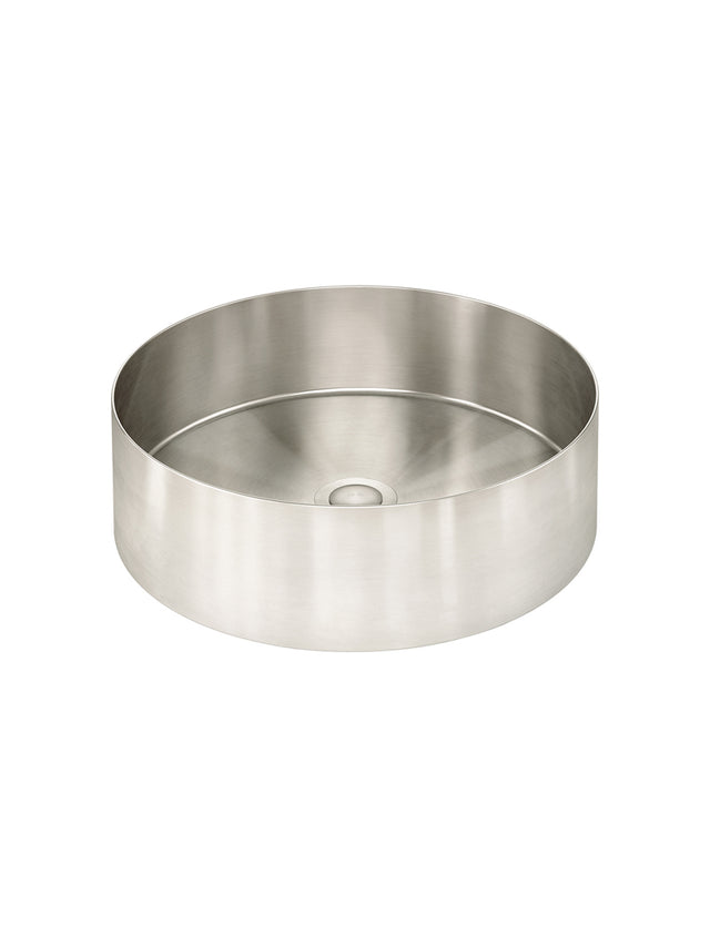 Lavello Round Steel Bathroom Basin 380 x 110 - PVD Brushed Nickel (SKU: MBRP-380110-PVDBN) by Meir