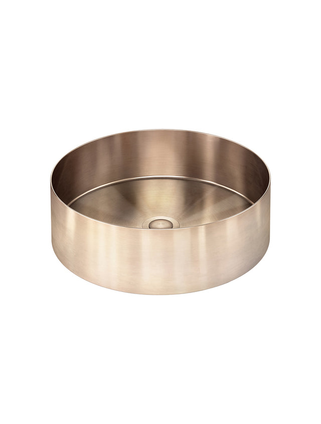 Lavello Round Steel Bathroom Basin 380 x 110 - PVD Champagne (SKU: MBRP-380110-PVDCH) by Meir