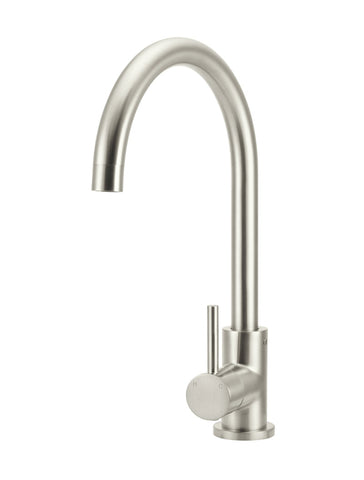 Round Gooseneck Kitchen Mixer Tap - PVD Brushed Nickel