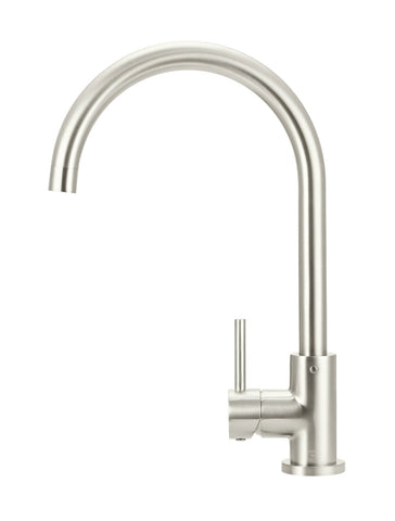 Round Gooseneck Kitchen Mixer Tap - PVD Brushed Nickel