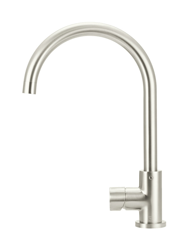Round Gooseneck Kitchen Mixer Tap with Pinless Handle - Default Title (SKU: MK03PN-PVDBN) by Meir