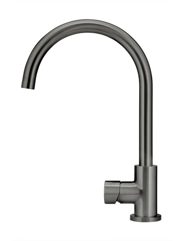 Round Gooseneck Kitchen Mixer Tap with Pinless Handle - Shadow Gunmetal