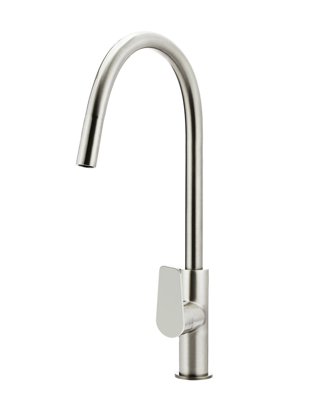 Round Paddle Piccola Pull Out Kitchen Mixer Tap - PVD Brushed Nickel