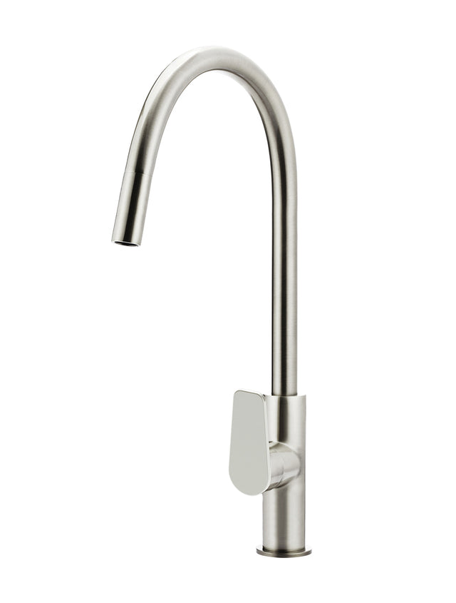 Round Paddle Piccola Pull Out Kitchen Mixer Tap - PVD Brushed Nickel (SKU: MK17PD-PVDBN) by Meir