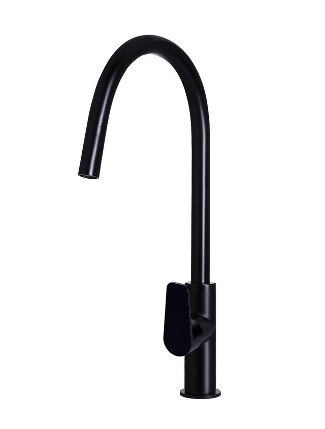 Round Paddle Piccola Pull Out Kitchen Mixer Tap - Matte Black
