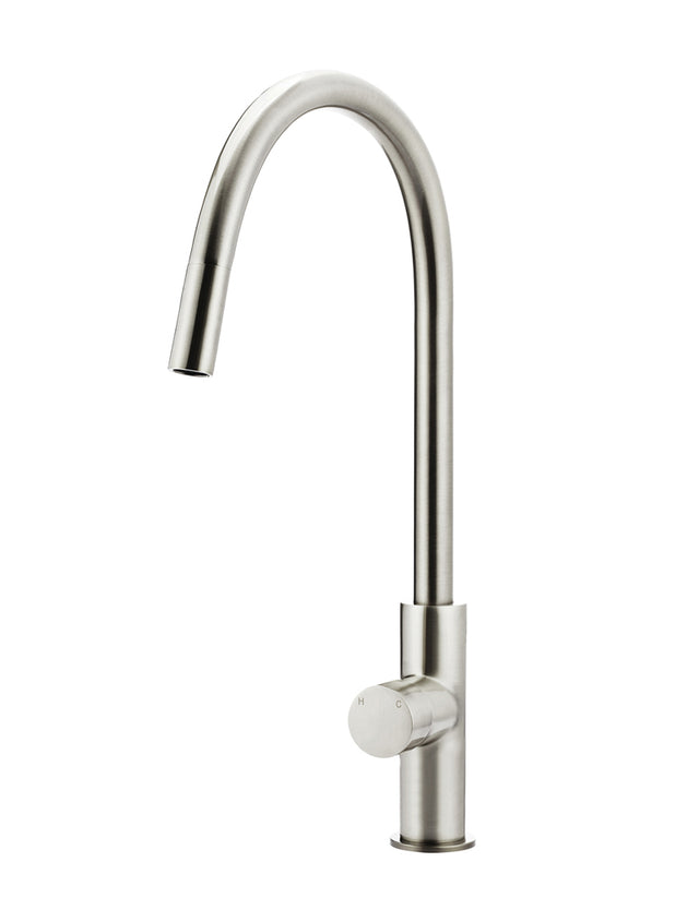 Round Pinless Piccola Pull Out Kitchen Mixer Tap - PVD Brushed Nickel (SKU: MK17PN-PVDBN) by Meir
