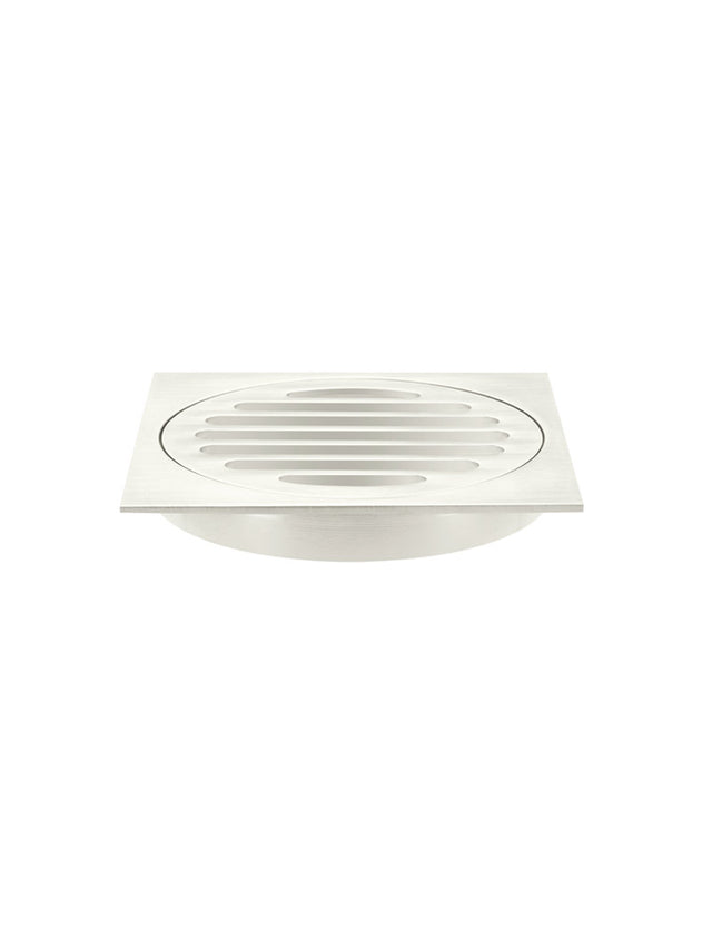 Square Floor Grate Shower Drain 100mm outlet - PVD Brushed Nickel (SKU: MP06-100-PVDBN) by Meir