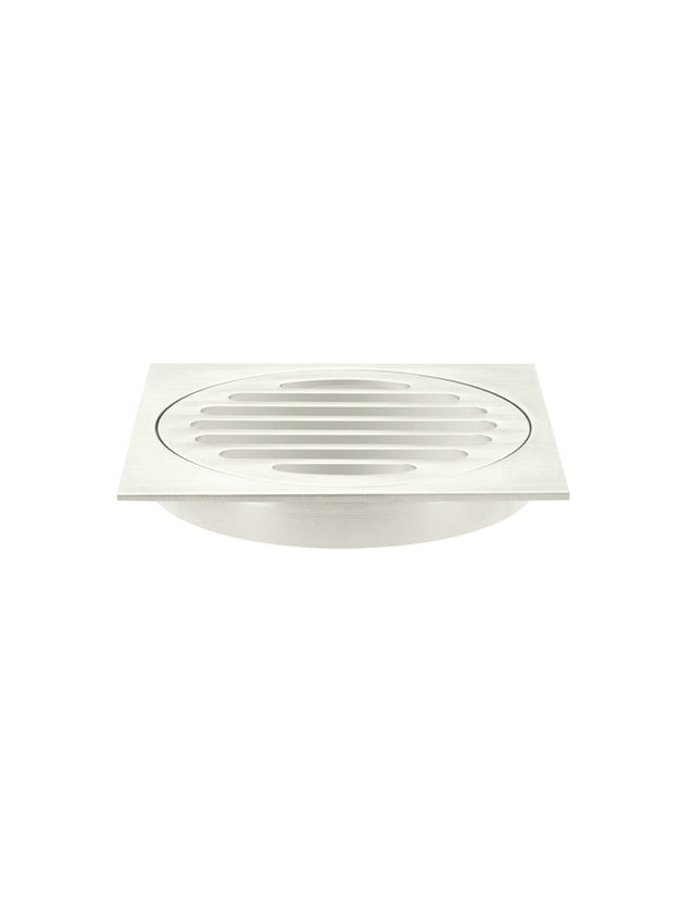 Square Floor Grate Shower Drain 100mm outlet - PVD Brushed Nickel