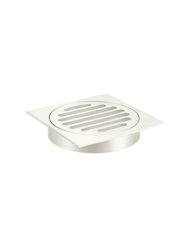 Square Floor Grate Shower Drain 100mm outlet - PVD Brushed Nickel (SKU: MP06-100-PVDBN) by Meir