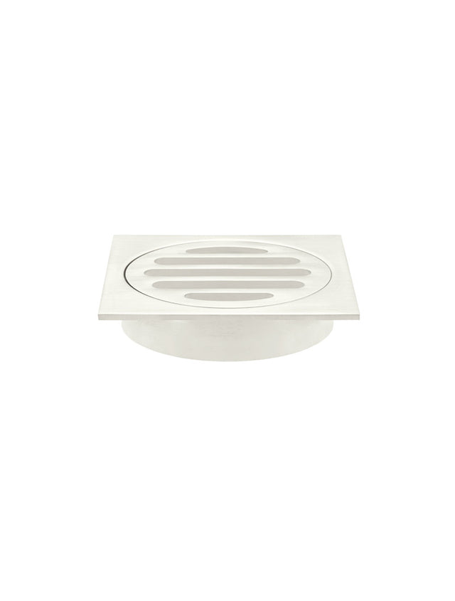 Square Floor Grate Shower Drain 80mm outlet - PVD Brushed Nickel