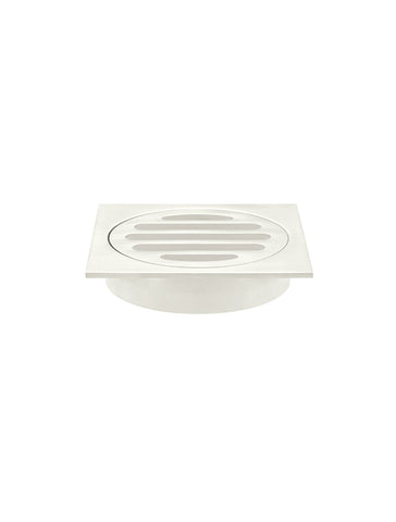 Square Floor Grate Shower Drain 80mm outlet - PVD Brushed Nickel