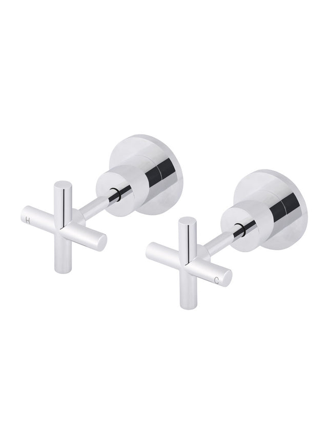 Round Cross Handle Jumper Valve Wall Top Assemblies - Polished Chrome