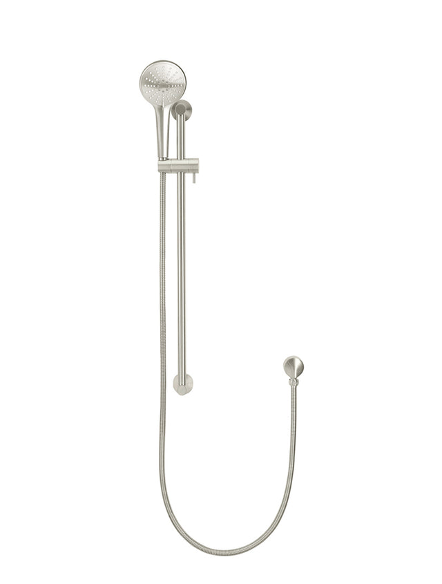 Round Three Function Hand Shower on Rail Column - PVD Brushed Nickel (SKU: MZ0402-PVDBN) by Meir