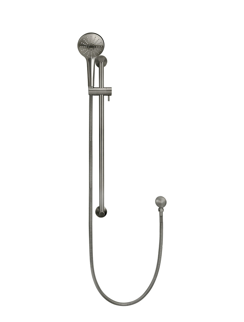 Round Three Function Hand Shower on Rail Column Shadow Gunmetal