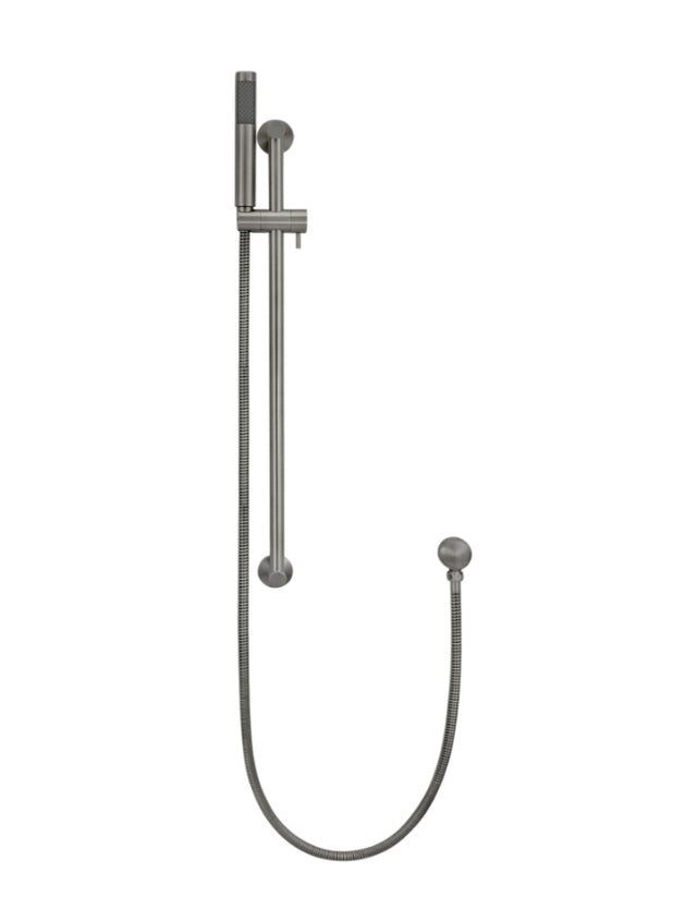 Round Hand Shower on Rail Column - Shadow Gunmetal (SKU: MZ0402-R-PVDGM) by Meir