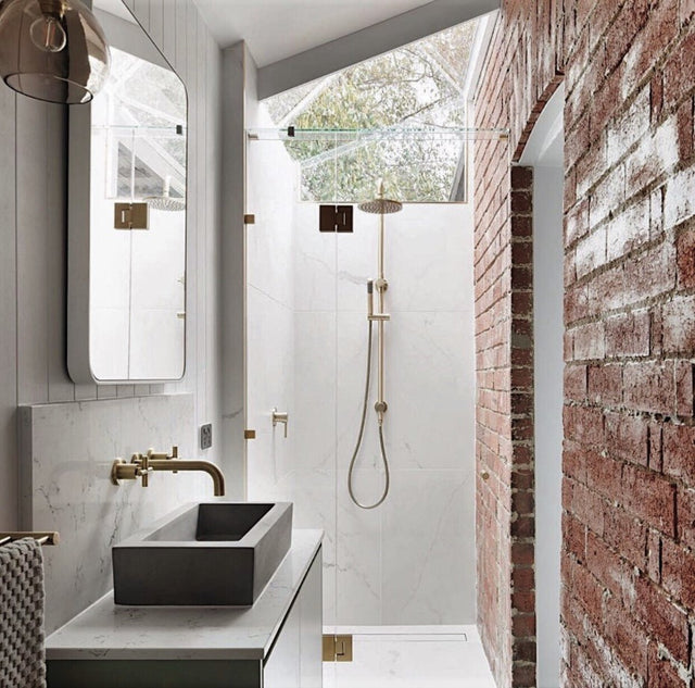 Round Combination Shower Rail, 200mm Rose, Single Function Hand Shower - Default Title (SKU: MZ0704-R-PVDBB) by Meir