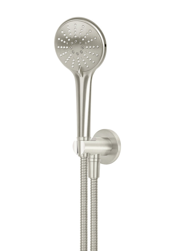 Round Three Function Hand Shower on Fixed Bracket - PVD Brushed Nickel