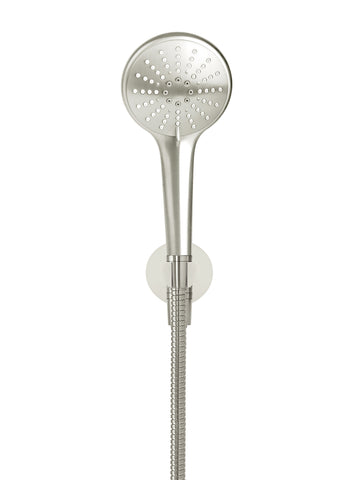Round Three Function Hand Shower on Fixed Bracket - PVD Brushed Nickel